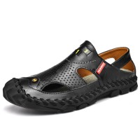 Men's Sandals Large Size Leather Beach Hole Shoes