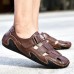 Summer Men Soft Leather Casual Sandals Luxury Fashion Soft Loafers Moccasins Breathable Non-Slip Driving Shoes Big Size