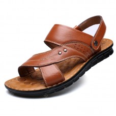 Summer Men's Simple Personality Sandals Casual Fashion Slippers Leather Beach Shoes