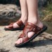 Summer Two-Layer Leather Men Slippers