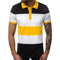 Casual Fashion Men's Lapel Short Sleeve Matching Color T-shirt