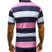 Casual Fashion Men's Lapel Short Sleeve Striped T-shirt