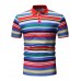 Casual Fashion Men's Turn-down Collar Stripe Short Sleeve T-shirt