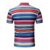 Casual Fashion Men's Turn-down Collar Stripe Short Sleeve T-shirt