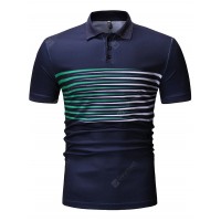 Fashion Casual Men's Lapel Short Sleeve Striped T-shirt