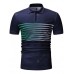 Fashion Casual Men's Lapel Short Sleeve Striped T-shirt