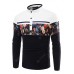 Men Fashion Stitching Color Stand Collar Long-sleeved T-shirt