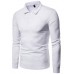 Men Large Size Fashion Casual Solid Color Lapel Long Sleeve T-Shirt