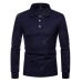 Men Large Size Fashion Casual Solid Color Lapel Long Sleeve T-Shirt