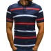 Men's Casual Fashion Lapel Short Sleeve Striped T-shirt