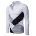 Men's Irregular Splicing Long Sleeve Large Size Lapel T-shirt