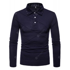 Men's Splicing Long Sleeve Large Size Lapel T-shirt