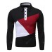 Men's Turn-down Collar Contrast Color Long Sleeve T-shirt