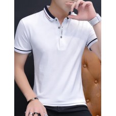 SYLYQ 130 Men T-shirt Summer Turn-down Collar Short Sleeves Tops