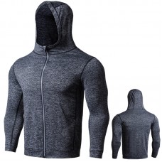 Men's Sports Jacket High Elastic Quick Dry Hooded Coat Outdoor Basketball Running Fitness Tops