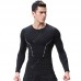 Men's Sports Tights Breathable and Quick-drying Long-sleeved V-neck Gym Suit Running Football Training High Elastic Sportswear