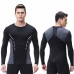 Men's Sports Tights Breathable and Quick-drying Long-sleeved V-neck Gym Suit Running Football Training High Elastic Sportswear