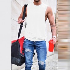 Men's T-Shirt Round Collar Solid Color Men's Loose-fitting Tops