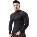 Men's Tight-fitting Veneer High Collar Fitness Clothes Quick Dry Long Sleeve T-shirt Padded Basketball Running Sports Top