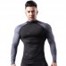 Men's Tight-fitting Veneer High Collar Fitness Clothes Quick Dry Long Sleeve T-shirt Padded Basketball Running Sports Top