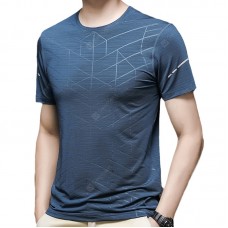 NS023 Men's Outdoor Sports Fitness Ice Silk T-shirt Short Sleeve Round Neck Tops