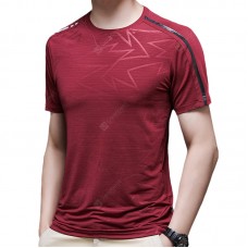 NS069 Men's Outdoor Sports Fitness Ice Silk T-shirt Short Sleeve Round Neck Tops