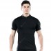 Quick-drying Sports T-shirt Men's High Neck Zipper Short Sleeve Gym Suit High-stretch Breathable Running Clothing