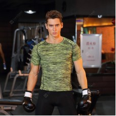 S8186 Men Summer Fitness Tops Loose Sports Quick-drying Basketball Training Football Short Sleeve T-shirt