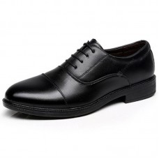 Men's Leather Shoes School Officer Casual Style Black Color