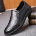 Men's Top Layer Cowhide Business Casual Leather Shoes Slip-on Round Toe Non-slip Middle-aged Men's Shoes