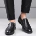 Men's Top Layer Cowhide Business Casual Leather Shoes Slip-on Round Toe Non-slip Middle-aged Men's Shoes