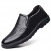 Men's Top Layer Cowhide Business Casual Leather Shoes Slip-on Round Toe Non-slip Middle-aged Men's Shoes