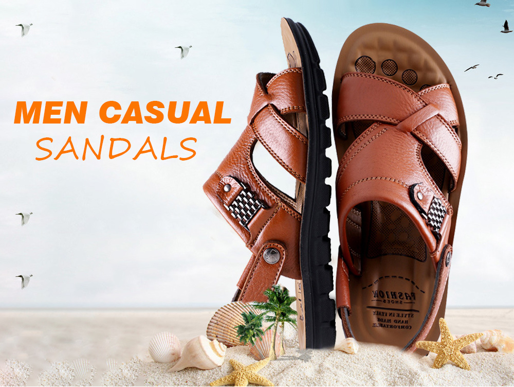 Men's Sandals Large Size Leather Beach Shoes Sandal