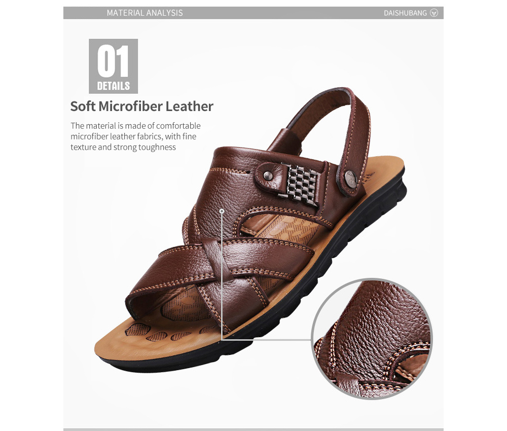 Men's Sandals Large Size Leather Beach Shoes Sandal Fabric