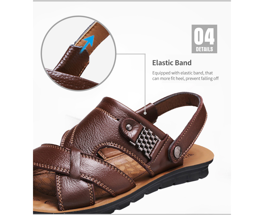 Men's Sandals Large Size Leather Beach Shoes Sandal Slippers Band