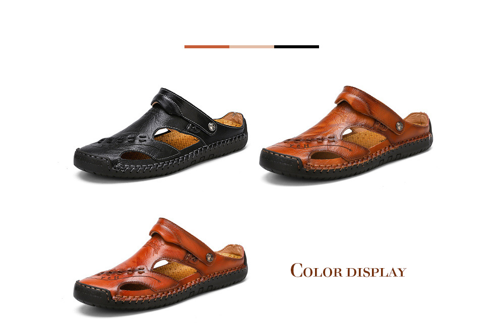 Summer Men's Casual Sandals Breathable Trend Outdoor Beach Shoes - 868 Yellow Brown 40