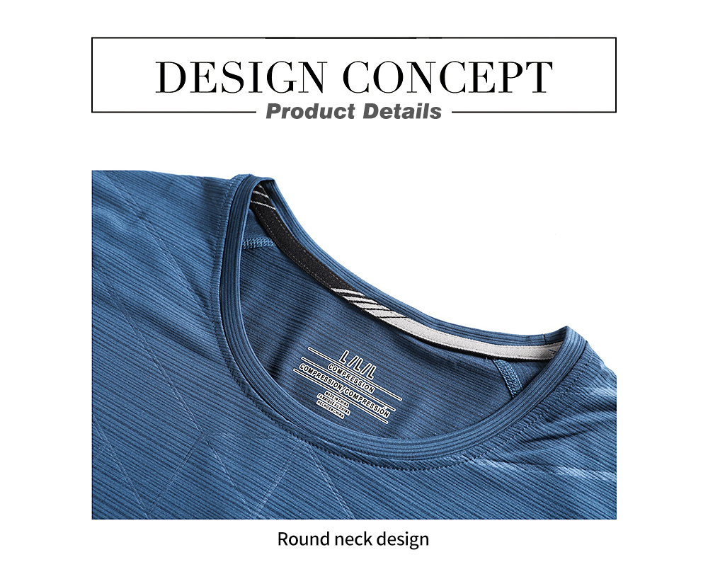 NS023 Men Outdoor Sports Fitness Short Sleeve Round Neck T-shirt Ice Silk Tops - Blue Koi L