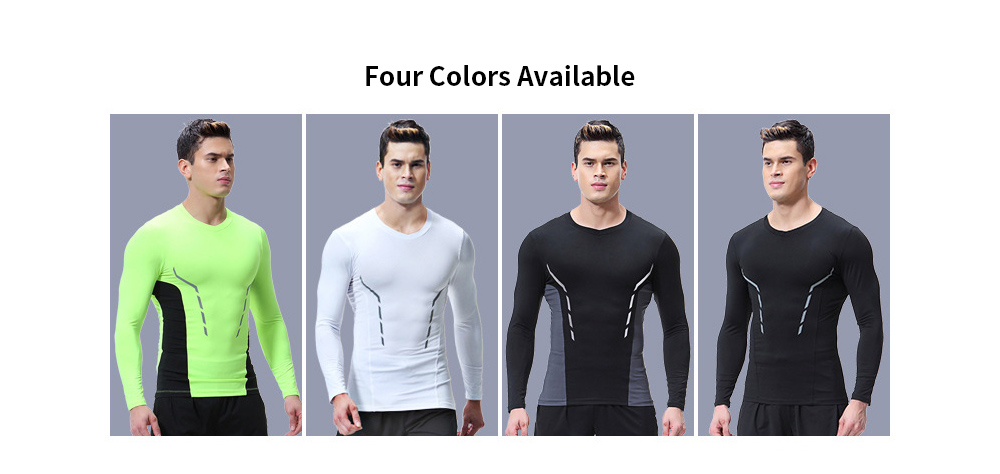 Men's Sports Tights Pro Breathable and Quick-drying Long-sleeved V-neck Gym Suit Running Football Training High Elastic Sportswear - Long Sleeve My17817 Black + Iron Ash - Reflective Hand M Four Colors Available