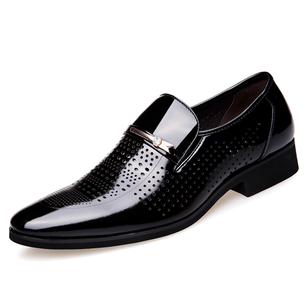 Business Fashion Slip-on Hollow Trend Leather Shoes for Men- Chestnut EU 43