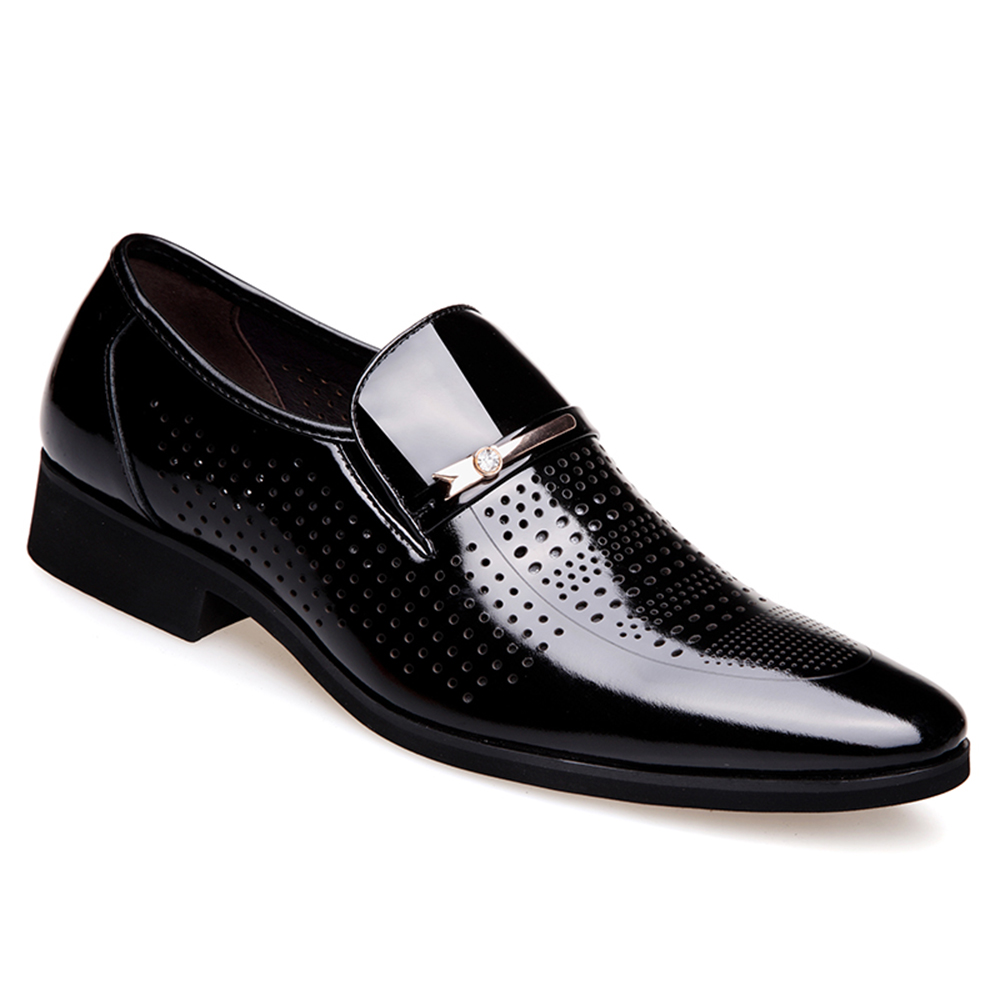 Business Fashion Slip-on Hollow Trend Leather Shoes for Men- Chestnut EU 43