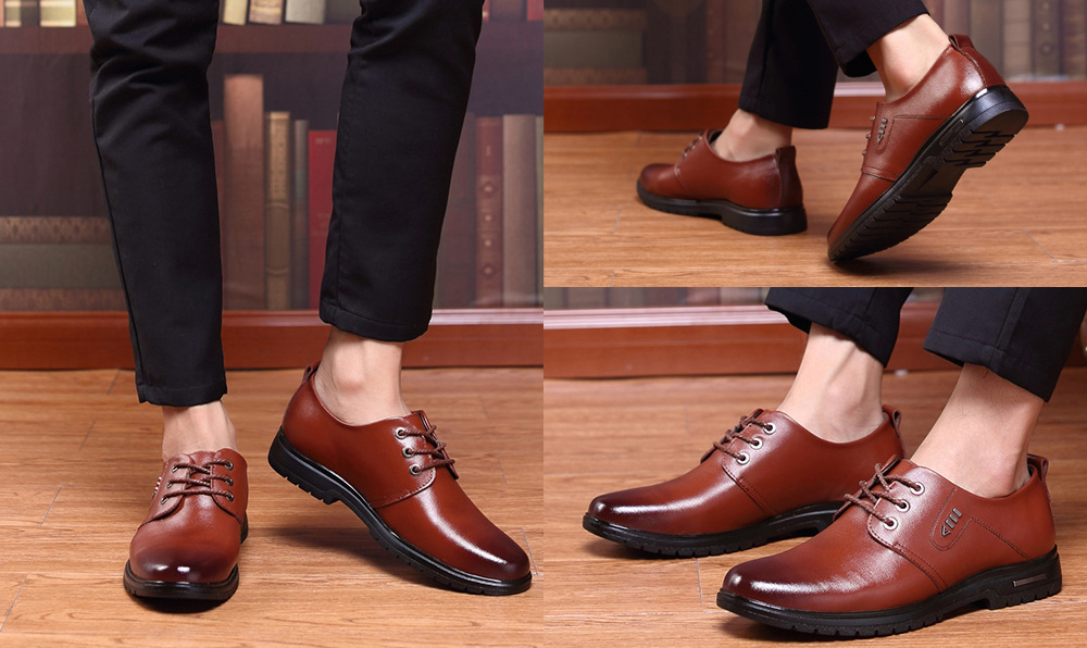 Men's Business Casual Leather Shoes model show